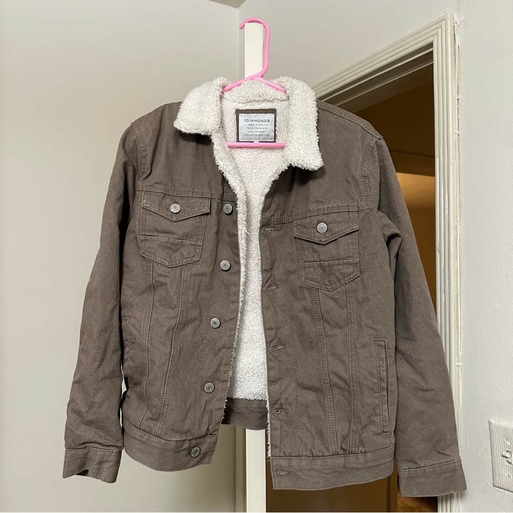 7Diamonds Brown Sherpa Lined Denim Jacket